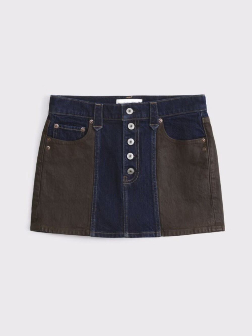 Abercrombie x Kemo Sabe Mixed Fabric Mid Rise Denim Mini Skirt